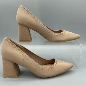 Amore Women’s Crystina Block Heel Pumps Sand Size 7M
